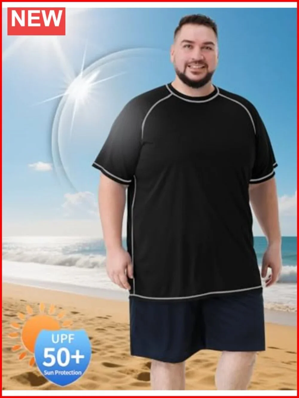 Men's UPF 50+ Rash Guard Quick Dry Swim Shirt Big and Tall